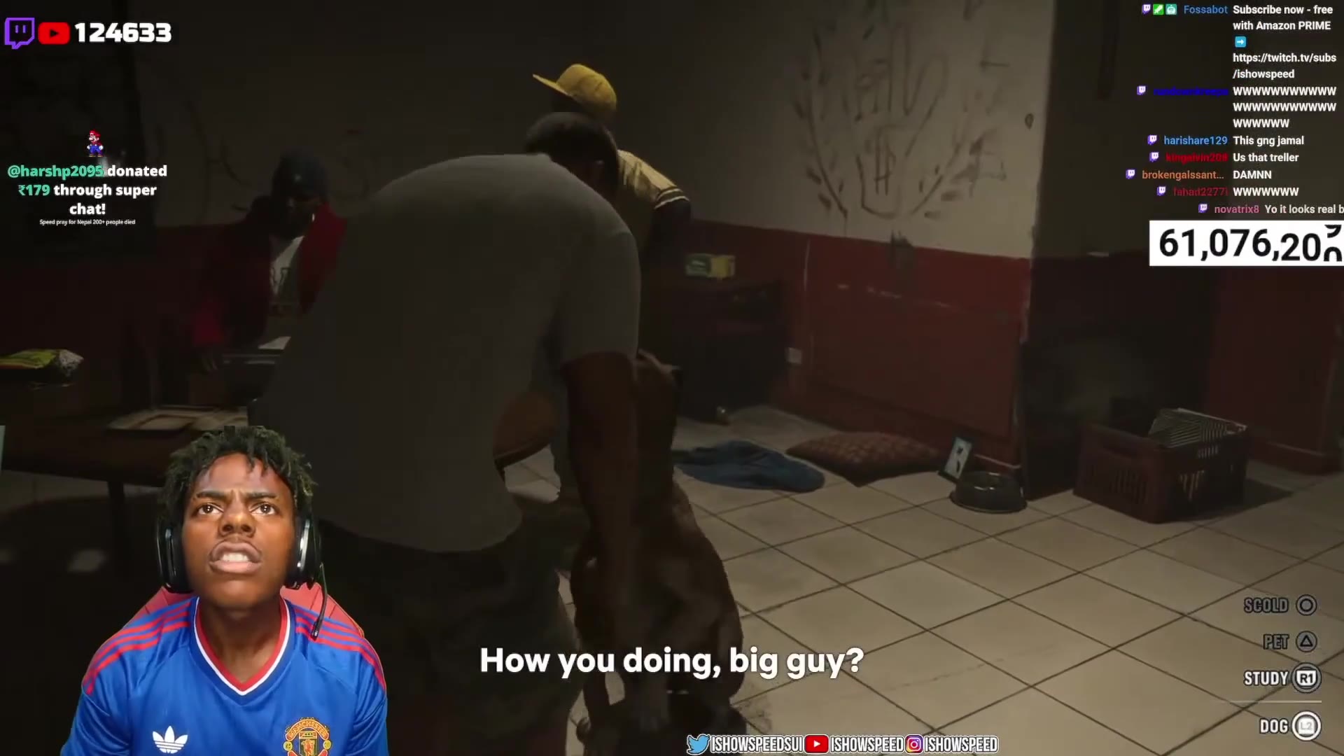 IShowSpeed reacting to the dog scene